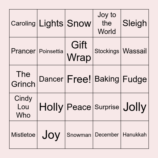 Lake Forest Holiday BINGO Card