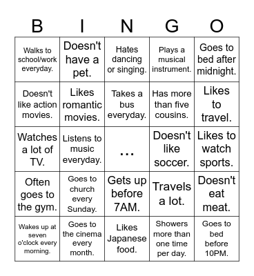 Find someone who... Bingo Card