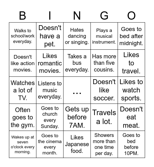 Find someone who... Bingo Card