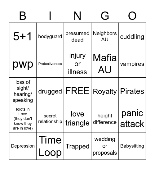 WinterAgent fic Bingo Card