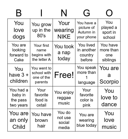 AUTUMN'S 1ST BIRTHDAY Bingo Card