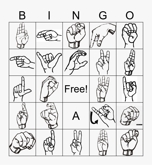 ASL Alphabet Bingo Card
