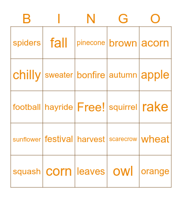 Family Reading Night Bingo Card