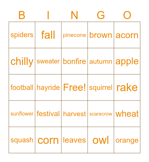 Family Reading Night Bingo Card