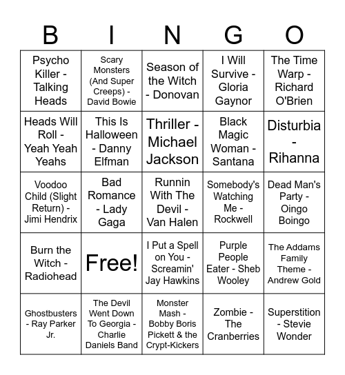 Boo! Bingo Card