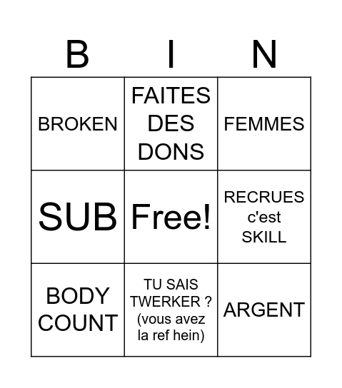 CAST WOTOP Bingo Card