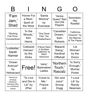 World Series of Bingo Card