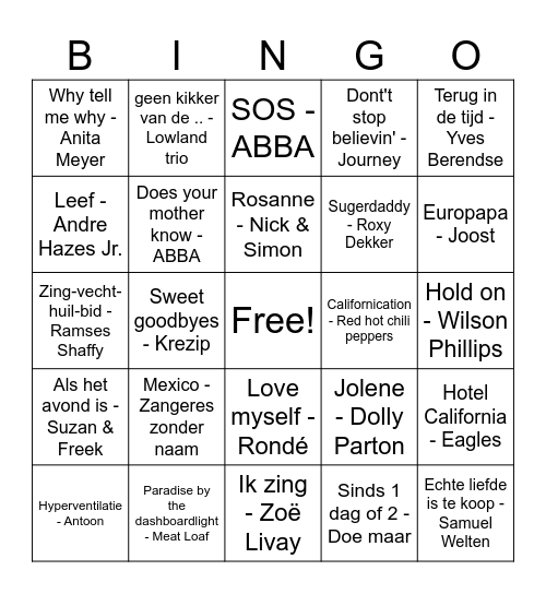 Familiedag Grootjes Bingo Card