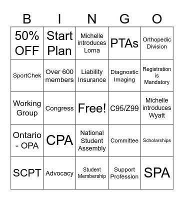 Get to Know the SPA Bingo Card