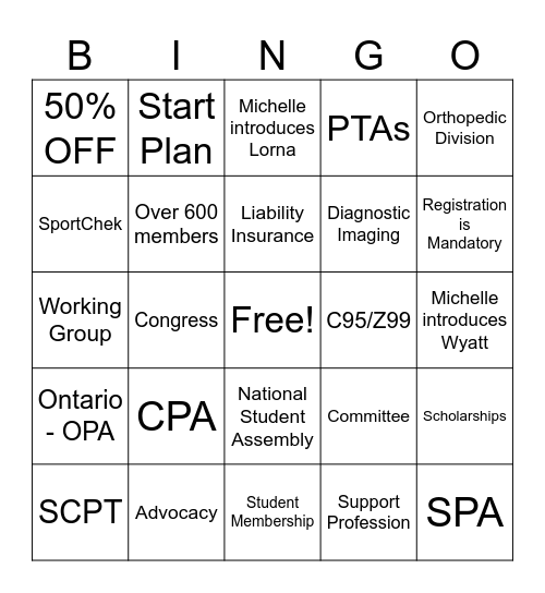 Get to Know the SPA Bingo Card