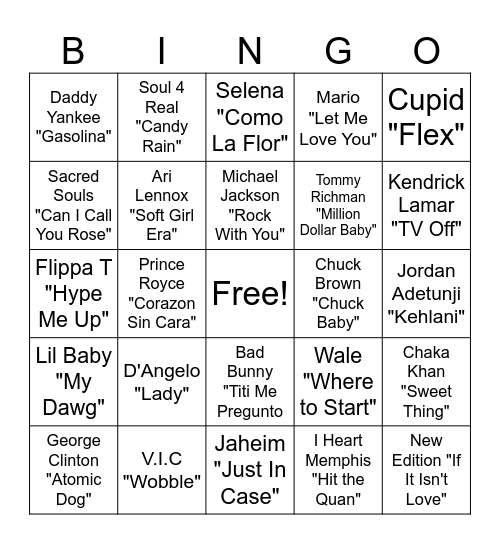 Beats & BINGO 1 Bingo Card