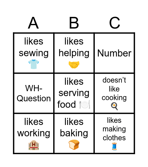 Lesson 23 (23/10/2025) Bingo Card