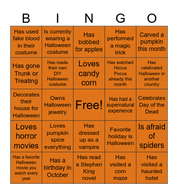 Dream Team Halloween Bingo! Bingo Card