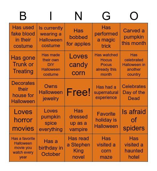 Dream Team Halloween Bingo! Bingo Card