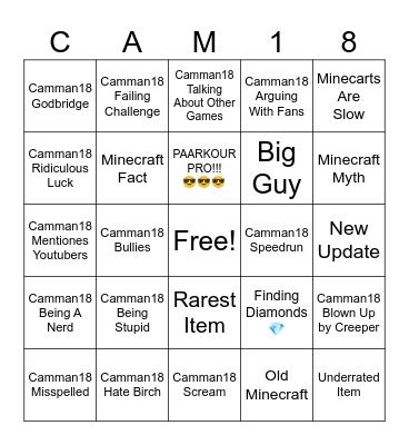 Camman18 Bingo Card