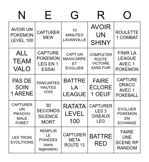 MEW SHINY = WIN Bingo Card