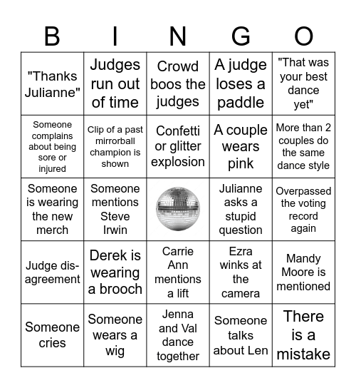 DWTS BINGO Card