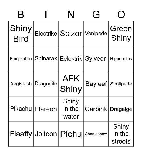 POKÉMON LEGENDS: Z-A SHINY BINGO Card
