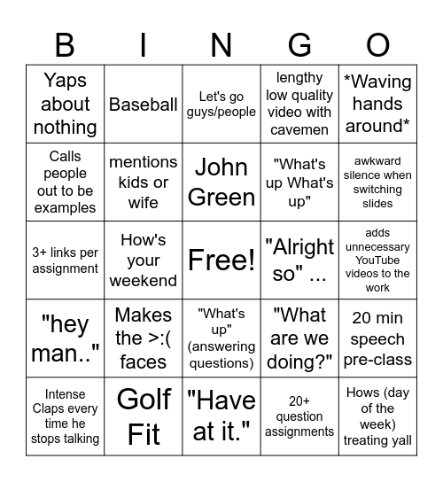 2025 Bilofsky Bingo Card