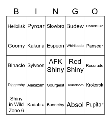 POKÉMON LEGENDS: Z-A SHINY BINGO Card