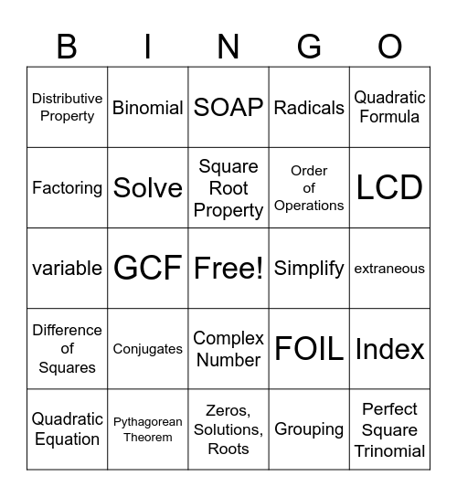 MAT1033 Test 3 Sterrett Bingo Card