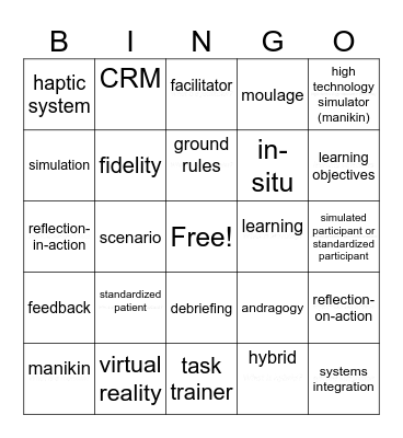 Simulation Bingo Card