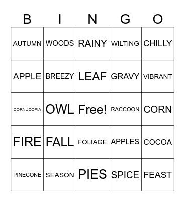 AUTUMN TINA Bingo Card