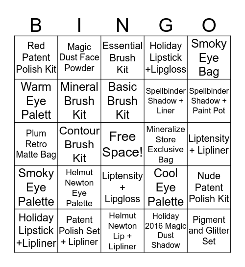 MAC Holiday 2016 Bingo!!! Bingo Card