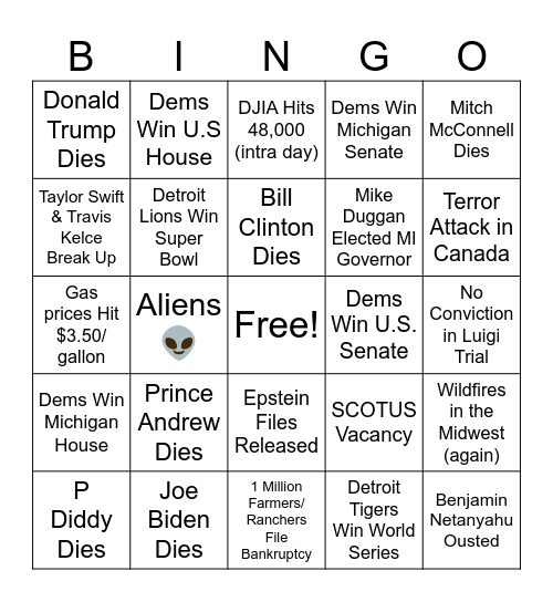 Frank's 2026 Bingo Card Bingo Card