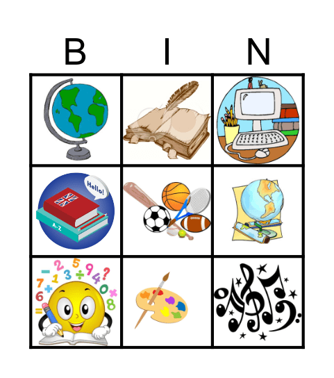 SCHOOL SUBJECTS Bingo Card