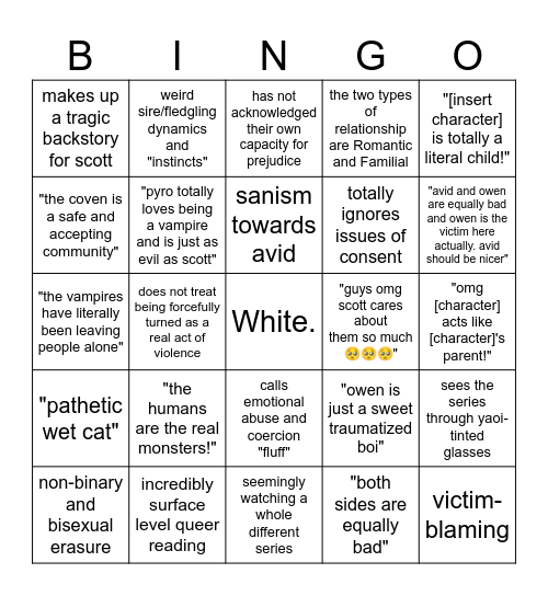 bad vampires smp takes Bingo Card