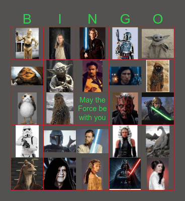 Star Wars Bingo Card
