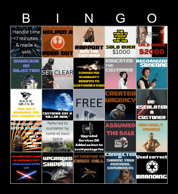STAR WARS - PHONE Bingo Card