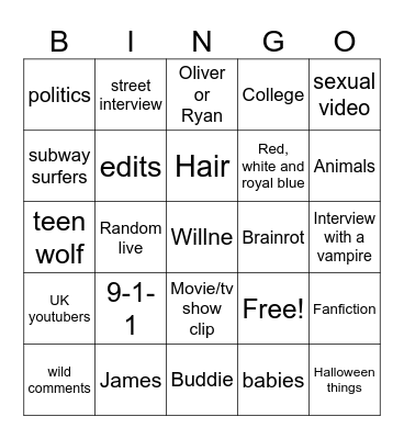 Tiktok Bingo Card