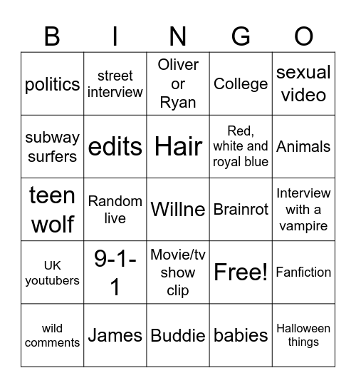Tiktok Bingo Card