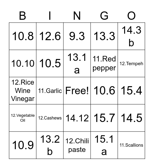 Review 2 Bingo Card