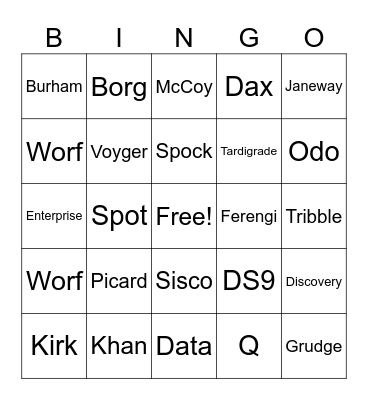 Star Trek Bingo Card