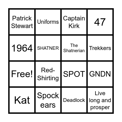 STAR TREK Bingo Card