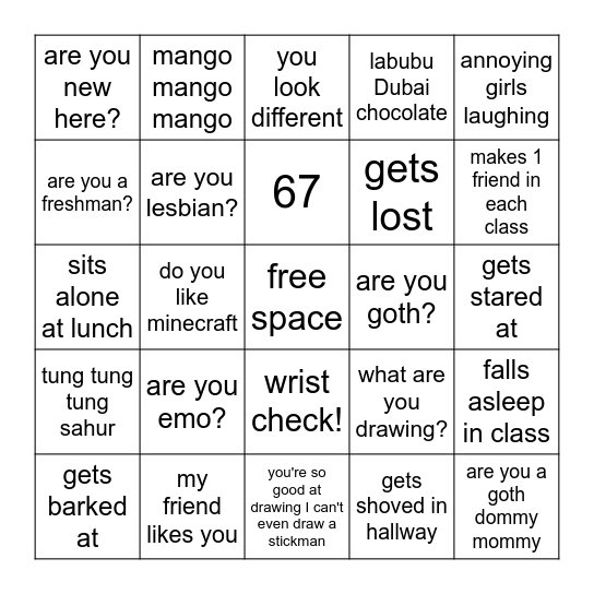 Blank Bingo Card