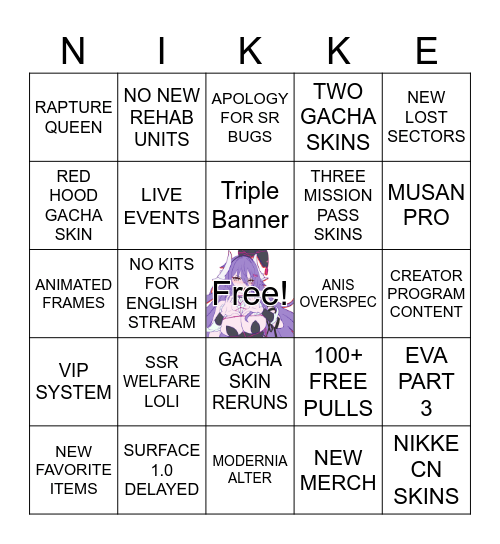 Nikke 3rd Anny - WhyKusanagi Bingo Card