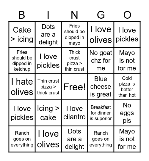 Palate Pals! Bingo Card