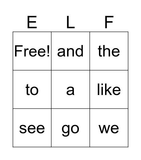 ELF Bingo! Bingo Card