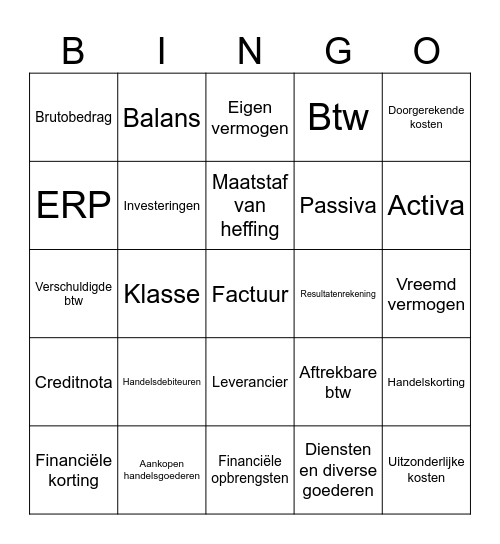 Herhaling Bingo Card