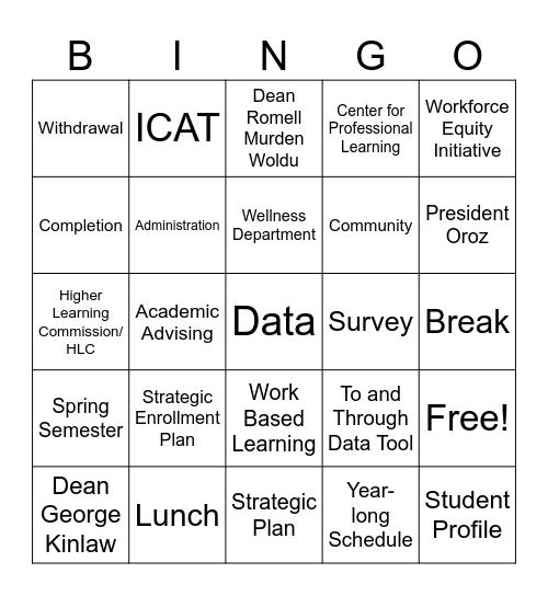 Achieve The Dream Bingo Card