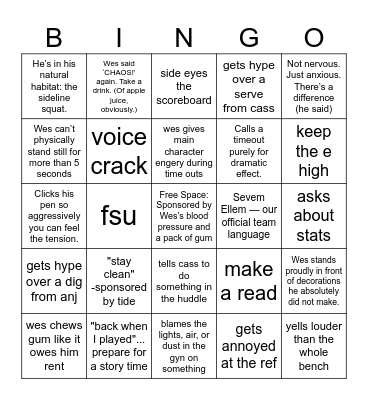 wes coast chaos.... senior edition Bingo Card