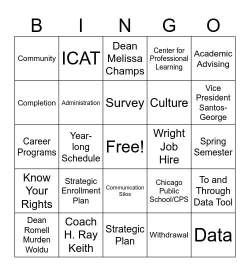 Achieve The Dream Bingo Card