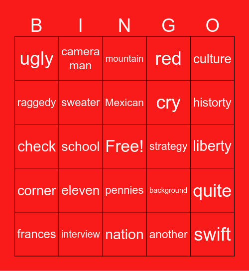 spoody man Bingo Card