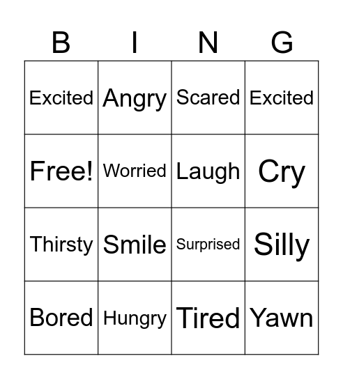 Feelings BING Bingo Card
