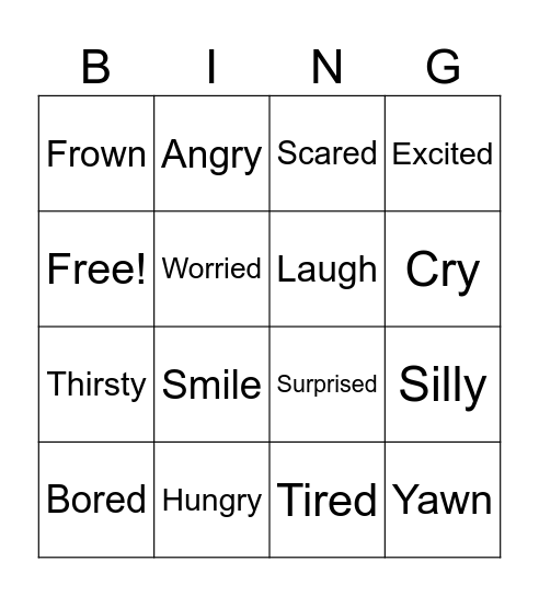 Feelings BING Bingo Card