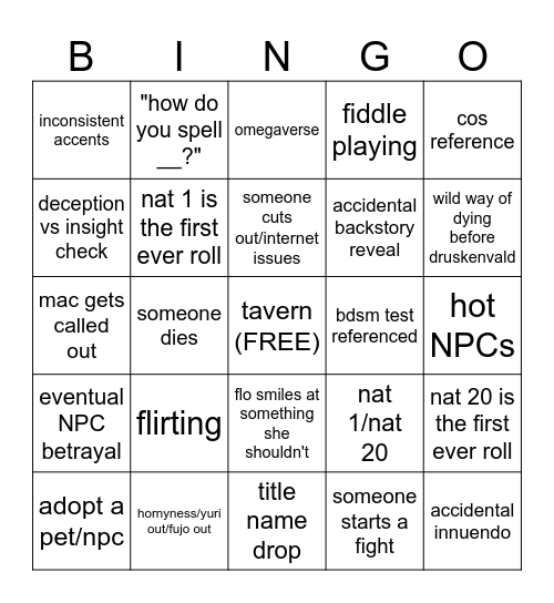 CROOKED MOON RAHHHH Bingo Card